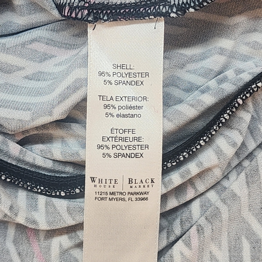 White House Black Market Mock Wrap Mini Geometric Print Dress Womens Size Medium - Picture 6 of 12